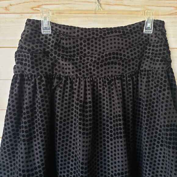 Maeve Taffeta Textured Velvet Polka Dot Skirt Black Size 10 Party Cocktail Skirt - Picture 7 of 14